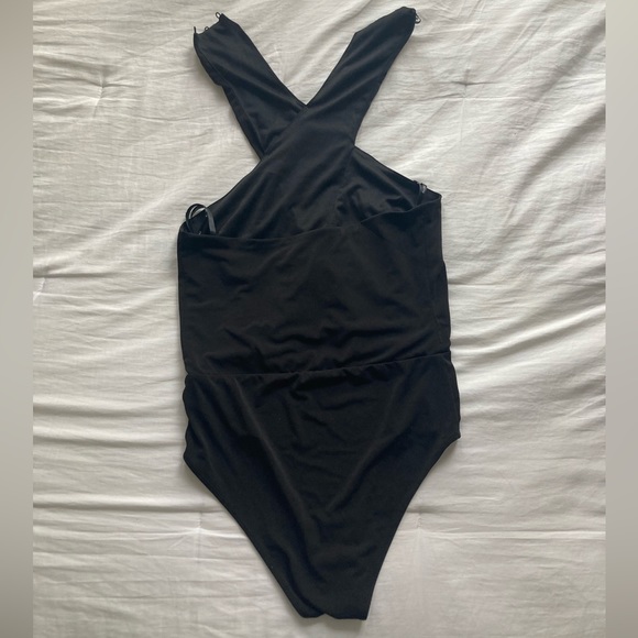 Black Bardot halter bodysuit - Picture 2 of 3